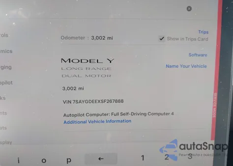 2025 Tesla Model Y Long Range Dual Motor All-Wheel Drive z USA, uszkodzony, nr VIN 7SAYGDEEXSF267888